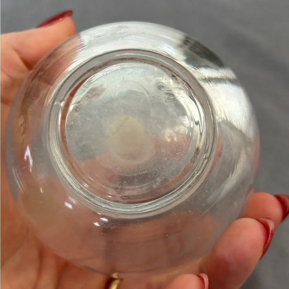 Art Glass Paper Weight Bud Vase Oil Lamp 3” Heavy Clear Vintage